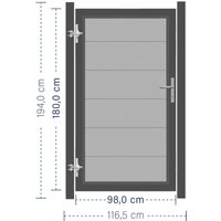 SYSTEM ALU XL Tor-Set in Silber Höhe 1800mm Klinke DIN links ohne zum Einbetonieren Silber SYSTEM ALU XL Tor-Set in Silber Höhe 1800mm Klinke DIN links ohne zum Einbetonieren Silber
