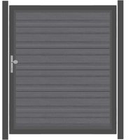 SYSTEM WPC PLATINUM XL Tor-Set in Grau Breite 1500mm Höhe 1800mm DIN links Klinke ohne zum Einbetonieren Silber SYSTEM WPC PLATINUM XL Tor-Set in Grau Breite 1500mm Höhe 1800mm DIN links Klinke ohne zum Einbetonieren Silber