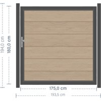 SYSTEM WPC XL Tor-Set in Sand Breite 1750mm Höhe 1800mm DIN links Klinke Montageprofil zum Einbetonieren Anthrazit SYSTEM WPC XL Tor-Set in Sand Breite 1750mm Höhe 1800mm DIN links Klinke Montageprofil zum Einbetonieren Anthrazit