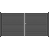 SYSTEM ALU PLUS Doppeltor-Set in Anthrazit Breite 3600mm Höhe 1800mm Links Klinke ohne zum Einbetonieren Manuell betrieben Silber SYSTEM ALU PLUS Doppeltor-Set in Anthrazit Breite 3600mm Höhe 1800mm Links Klinke ohne zum Einbetonieren Manuell betrieben Silber