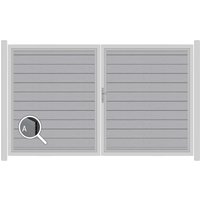 SYSTEM WPC Doppeltor-Set in Grau Breite 3000mm Höhe 1800mm Links Klinke ohne zum Einbetonieren Manuell betrieben Silber SYSTEM WPC Doppeltor-Set in Grau Breite 3000mm Höhe 1800mm Links Klinke ohne zum Einbetonieren Manuell betrieben Silber