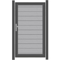 SYSTEM WPC CLASSIC Tor-Set in Grau Höhe 1800mm Klinke DIN links ohne zum Einbetonieren Silber SYSTEM WPC CLASSIC Tor-Set in Grau Höhe 1800mm Klinke DIN links ohne zum Einbetonieren Silber