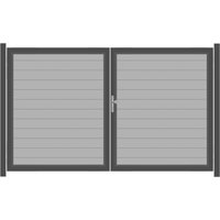 SYSTEM ALU PLUS Doppeltor-Set in Silber Breite 3000mm Höhe 1800mm Links Klinke ohne zum Einbetonieren Manuell betrieben Silber SYSTEM ALU PLUS Doppeltor-Set in Silber Breite 3000mm Höhe 1800mm Links Klinke ohne zum Einbetonieren Manuell betrieben Silber