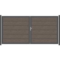 SYSTEM ALU XL Doppeltor-Set in Vintage Oak Breite 3600mm Höhe 1800mm Links Klinke ohne zum Einbetonieren Manuell betrieben Silber SYSTEM ALU XL Doppeltor-Set in Vintage Oak Breite 3600mm Höhe 1800mm Links Klinke ohne zum Einbetonieren Manuell betrieben Silber