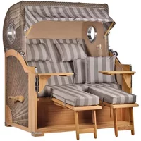 Strandkorb Westerland Teak Bullauge PE grey Dessin 537 Strandkorb Westerland Teak Bullauge PE grey Dessin 537
