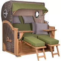 Strandkorb Westerland Teak Bullauge PE grey Dessin 587 Strandkorb Westerland Teak Bullauge PE grey Dessin 587
