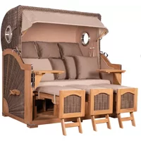 Strandkorb Rantum Grande XXL Teak Bullauge PE grey Dessin 510 Strandkorb Rantum Grande XXL Teak Bullauge PE grey Dessin 510