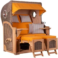 Strandkorb Amrum Teak PE grey Dessin 586 Strandkorb Amrum Teak PE grey Dessin 586