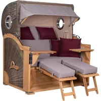 Strandkorb Westerland Teak Bullauge PE grey Dessin 588 Strandkorb Westerland Teak Bullauge PE grey Dessin 588