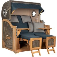 Strandkorb Amrum Grande Bullauge Teak PE Grey Dessin 593 Strandkorb Amrum Grande Bullauge Teak PE Grey Dessin 593