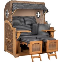 Strandkorb Amrum Grande Bullauge Teak PE Banana Dessin 500 Strandkorb Amrum Grande Bullauge Teak PE Banana Dessin 500