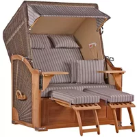 Strandkorb Nordstrand Teak PE grey Dessin 501 Strandkorb Nordstrand Teak PE grey Dessin 501