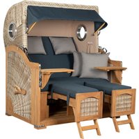 Strandkorb Amrum Grande Bullauge Teak PE Shell Dessin 593 Strandkorb Amrum Grande Bullauge Teak PE Shell Dessin 593