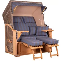 Strandkorb Spiekeroog Teak PE grey Dessin 582 Strandkorb Spiekeroog Teak PE grey Dessin 582