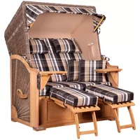 Strandkorb Spiekeroog Teak PE grey Dessin 583 Strandkorb Spiekeroog Teak PE grey Dessin 583