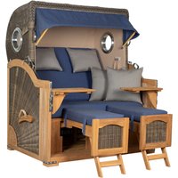 Strandkorb Amrum Grande Bullauge Teak PE Grey Dessin 595 Strandkorb Amrum Grande Bullauge Teak PE Grey Dessin 595