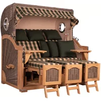 Strandkorb Amrum Grande XXL Teak Bullauge PE grey Dessin 506 Strandkorb Amrum Grande XXL Teak Bullauge PE grey Dessin 506