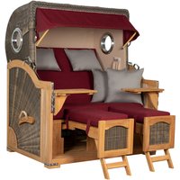 Strandkorb Amrum Grande Bullauge Teak PE Grey Dessin 594 Strandkorb Amrum Grande Bullauge Teak PE Grey Dessin 594