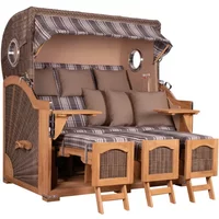 Strandkorb Rantum Grande XXL Teak Bullauge PE grey Dessin 522 Strandkorb Rantum Grande XXL Teak Bullauge PE grey Dessin 522