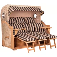 Strandkorb Westerland XXL Teak Bullauge PE shell Dessin 581 Strandkorb Westerland XXL Teak Bullauge PE shell Dessin 581