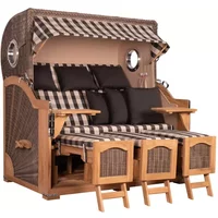 Strandkorb Amrum Grande XXL Teak Bullauge PE grey Dessin 505 Strandkorb Amrum Grande XXL Teak Bullauge PE grey Dessin 505