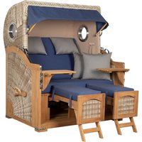 Strandkorb Amrum Grande Bullauge Teak PE Shell Dessin 595 Strandkorb Amrum Grande Bullauge Teak PE Shell Dessin 595