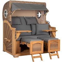 Strandkorb Rantum Grande Bullauge Teak PE Banana Dessin 551 Strandkorb Rantum Grande Bullauge Teak PE Banana Dessin 551