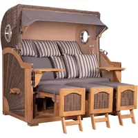 Strandkorb Amrum Grande XXL Teak Bullauge PE grey Dessin 544 Strandkorb Amrum Grande XXL Teak Bullauge PE grey Dessin 544