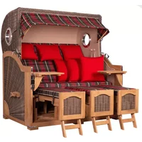 Strandkorb Amrum Grande XXL Teak Bullauge PE grey Dessin 529 Strandkorb Amrum Grande XXL Teak Bullauge PE grey Dessin 529