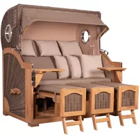 Strandkorb Amrum Grande XXL Teak Bullauge PE grey Dessin 534 Strandkorb Amrum Grande XXL Teak Bullauge PE grey Dessin 534