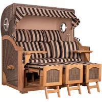 Strandkorb Amrum Grande XXL Teak Bullauge PE grey Dessin 581 Strandkorb Amrum Grande XXL Teak Bullauge PE grey Dessin 581