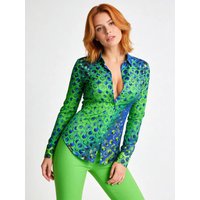 Sommerblusen Damen HEXAGON MALACHIT - GERMENS artfashion - 100 % Baumwolle - Größe XL