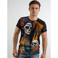 Bedruckte T Shirts DIA DE LOS MUERTES – GERMENS artfashion – 100 % Baumwolle - Größe S