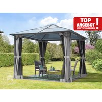 Gartenpavillon 300×300 cm in Anthrazit – eine hochwertige Überdachung für Ihren Außenbereich mit robustem, wasserabweisendem Stoffdach. Gartenpavillon 300×300 cm in Anthrazit – eine hochwertige Überdachung für Ihren Außenbereich mit robustem, wasserabweisendem Stoffdach.