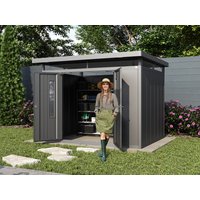 Metallgerätehaus 319×268 cm, Türhöhe: 184 cm, Dachlast: 200 kg/m², stabil, wetterfest, hochwertiges Metall-Gartenhaus für die sichere Aufbewahrung von Gartengeräten, Fahrrädern & mehr. Robuster Geräteschuppen mit langlebiger Stahlkonstruktion! Metallgerätehaus 319×268 cm, Türhöhe: 184 cm, Dachlast: 200 kg/m², stabil, wetterfest, hochwertiges Metall-Gartenhaus für die sichere Aufbewahrung von Gartengeräten, Fahrrädern & mehr. Robuster Geräteschuppen mit langlebiger Stahlkonstruktion!