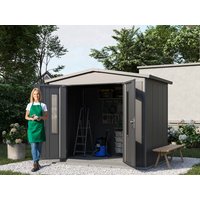 Metallgerätehaus 284×187 cm, Türhöhe: 184 cm, Dachlast: 200 kg/m², stabil, wetterfest, hochwertiges Metall-Gartenhaus für die sichere Aufbewahrung von Gartengeräten, Fahrrädern & mehr. Robuster Geräteschuppen mit langlebiger Stahlkonstruktion! Metallgerätehaus 284×187 cm, Türhöhe: 184 cm, Dachlast: 200 kg/m², stabil, wetterfest, hochwertiges Metall-Gartenhaus für die sichere Aufbewahrung von Gartengeräten, Fahrrädern & mehr. Robuster Geräteschuppen mit langlebiger Stahlkonstruktion!