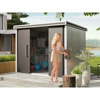 Metallgerätehaus 256x186cm, Türhöhe: 190 cm, 300 kg/m2 Dachbelastbarkeit, Gartenhaus Metall, Geräteschuppen, Gartenschrank, Gerätehaus Metall Metallgerätehaus 256x186cm, Türhöhe: 190 cm, 300 kg/m2 Dachbelastbarkeit, Gartenhaus Metall, Geräteschuppen, Gartenschrank, Gerätehaus Metall