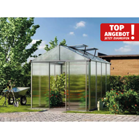 GFP Gewächshaus 225×294 cm aus 10 mm Stegplatten mit 2 Dachfenster und Schiebetür GFP Gewächshaus 225×294 cm aus 10 mm Stegplatten mit 2 Dachfenster und Schiebetür