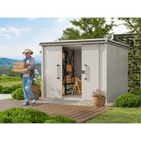 Metallgerätehaus Manuel 256×256 cm, Türhöhe: 190 cm, 300 kg/m2 Dachbelastbarkeit, Gartenhaus Metall, Geräteschuppen Metall Metallgerätehaus Manuel 256×256 cm, Türhöhe: 190 cm, 300 kg/m2 Dachbelastbarkeit, Gartenhaus Metall, Geräteschuppen Metall