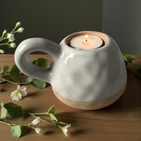 Stoneware Cup Tealight Holder in Cream