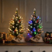 60cm Lit Dual Colour Berry & Cone Christmas Tree Battery Operated - Hessian Base