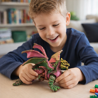 3D Printed Flying Dragon Red, Yellow, Green