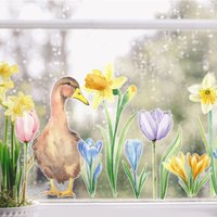 Window Stickers - Duck & Spring Flowers