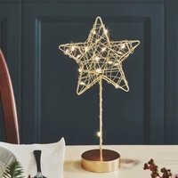Table Lamp Gold Star Decoration 25cm, Battery Powered with Timer - Gold