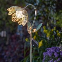 Solar Verdigris Damasque Bloom Stake Light - 90cm