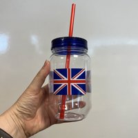Click to view product details and reviews for Plastic Union Jack Mason Jar With Straw. Click to view product details and reviews for Plastic Union Jack Mason Jar With Straw.