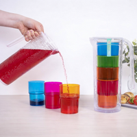 Jug and Four Stacking Coloured Tumblers