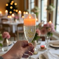 Santé Champagne Flute Glass Candle with Sparkling Gel Wax