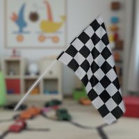 Vintage Black & White Chequered End of Race Flag by Baghera