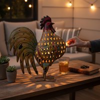 Large Cockerel Handmade Recycled Iron Tealight Holder - 47cm Tall